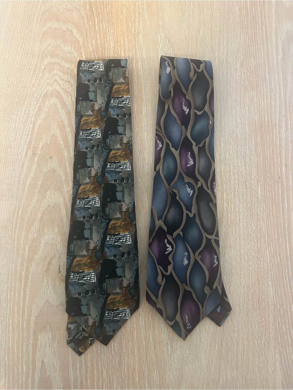 J. Garcia Men's Patterned Ties - Gray, Brown, Purple